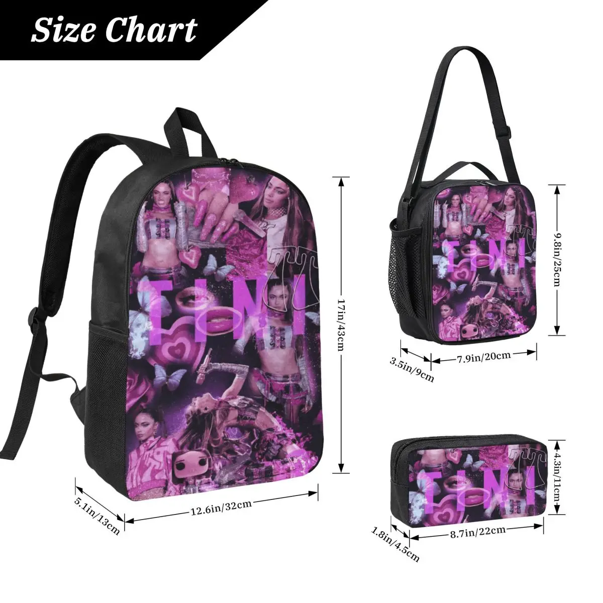 3Pcs TINI STOESSEL Futtura Backpack Set for Girls Boys Pencil Boxes Bookbag Sets with Lunch Box For School Students Daypack