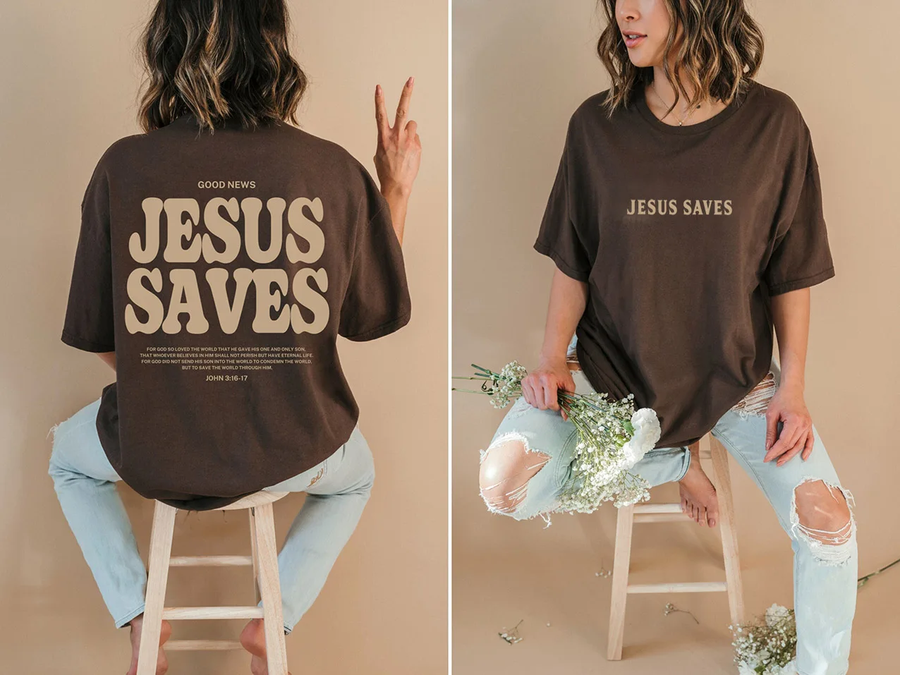 Good News Jesus Saves Oversized T-Shirt Jesus Apparel Christian Loose Tee Women Trendy Casual cotton Aesthetic Top