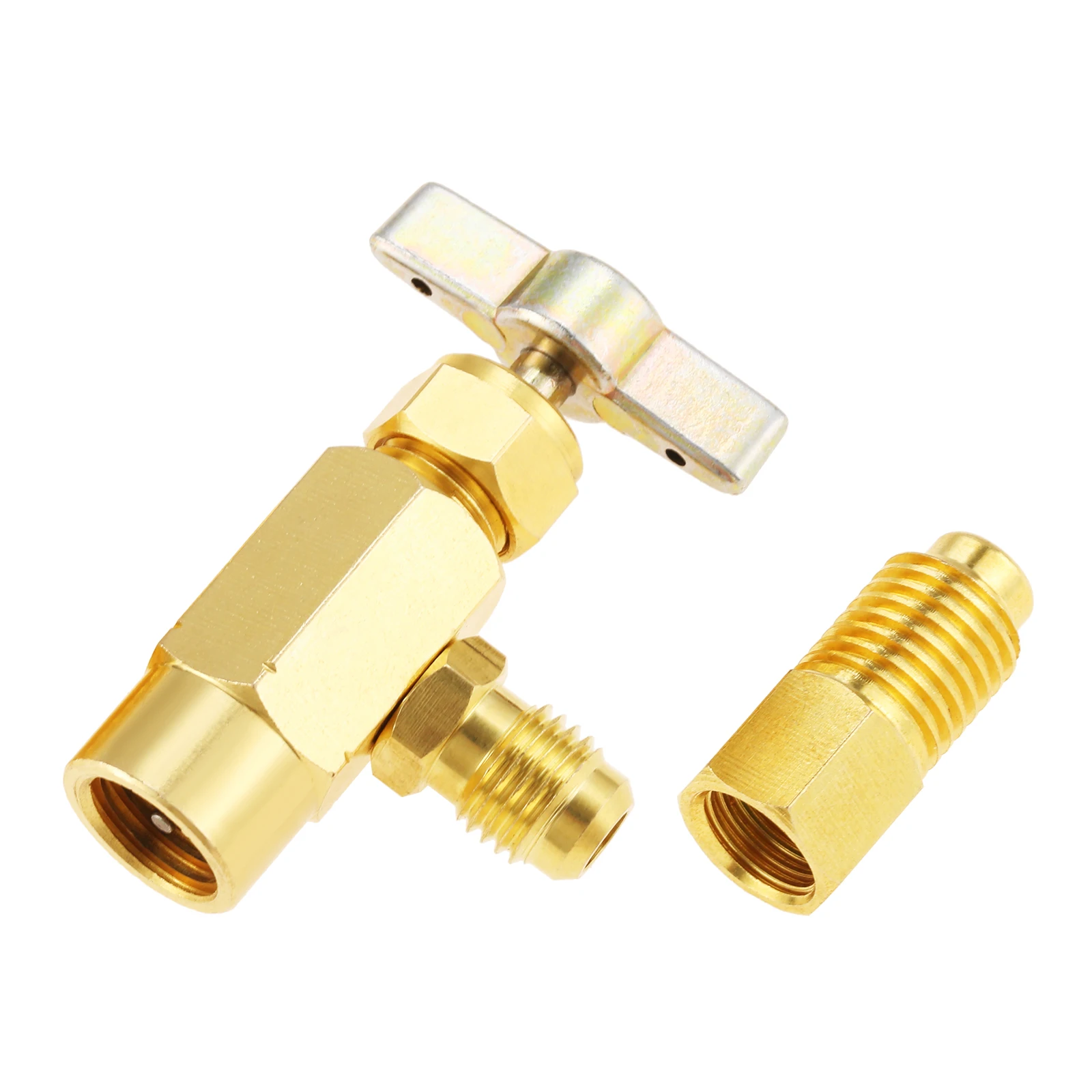 R1234YF AC Refrigerant Can Bottle Tap Opener Valve Tool For Self-Sealing Valve Cans 1/4 SAE 1/2