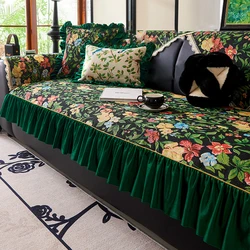 Jacquard Fabric Sofa Cushion Four Seasons Universal Sofa Cover Home Decoration Non-slip Pastoral Style Cotton Linen Slipcover