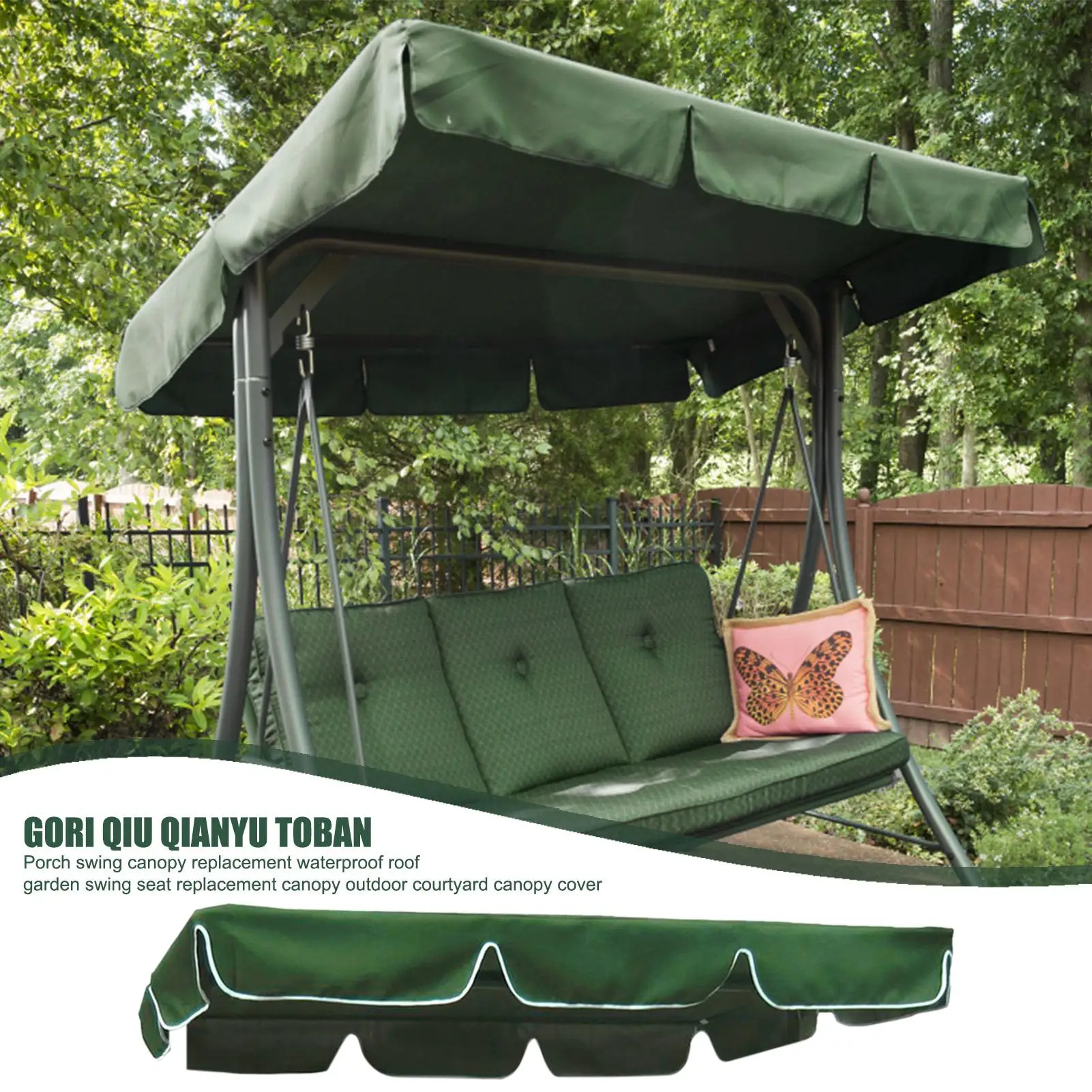 Waterproof Swing Chair Canopy Porch Swing Awning Replacement UV-Resistant Gazebo Cover For Garden Playground Hammock Outdoor