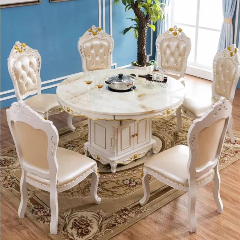 

Dining Living Room Table Luxury Event Rotator Extendable Mobile Dining Table Round Marble Nordic Mesa Comedor House Accessories