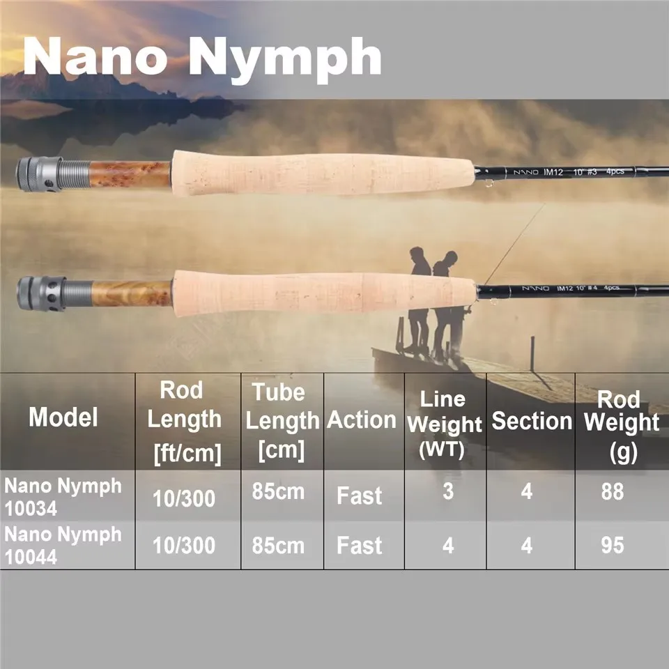 TXBUNBOF Nano Nymph Fly Fishing Rod Nano Japanese Carbon Nymph Fly Rod 10FT 2WT/3WT/4WT 4SEC Fast Actio Nymph Fly  Rod