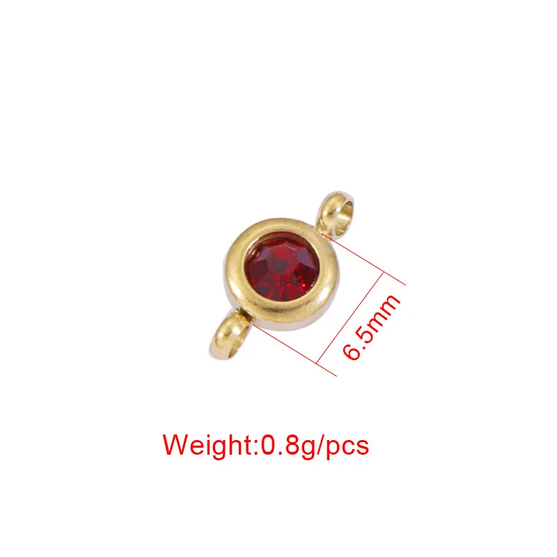 12Pcs/Lot Stainless Steel Birthstone Two Holes Beads Rhinestones Charms For DIY Jewelry Making Necklace  Bracelet Accessories