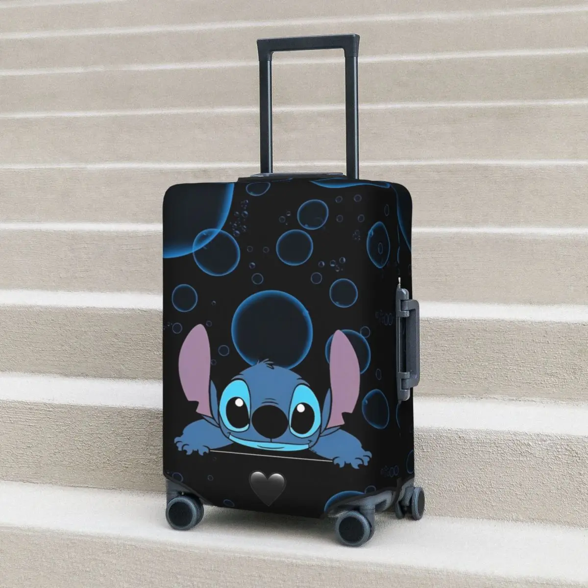 MINISO Stitch Suitcase Cover Cartoon Holiday Business Graphic Printing Elastic Luggage Supplies Protection