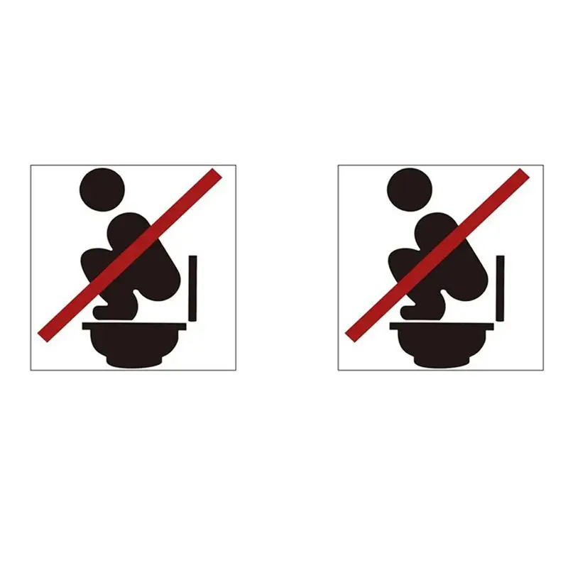 2X Warning Decals For Toilet Adhesive No Squatting Toilet Warning Stickers Peel And Stick Bathroom Reminder Signs-AT30