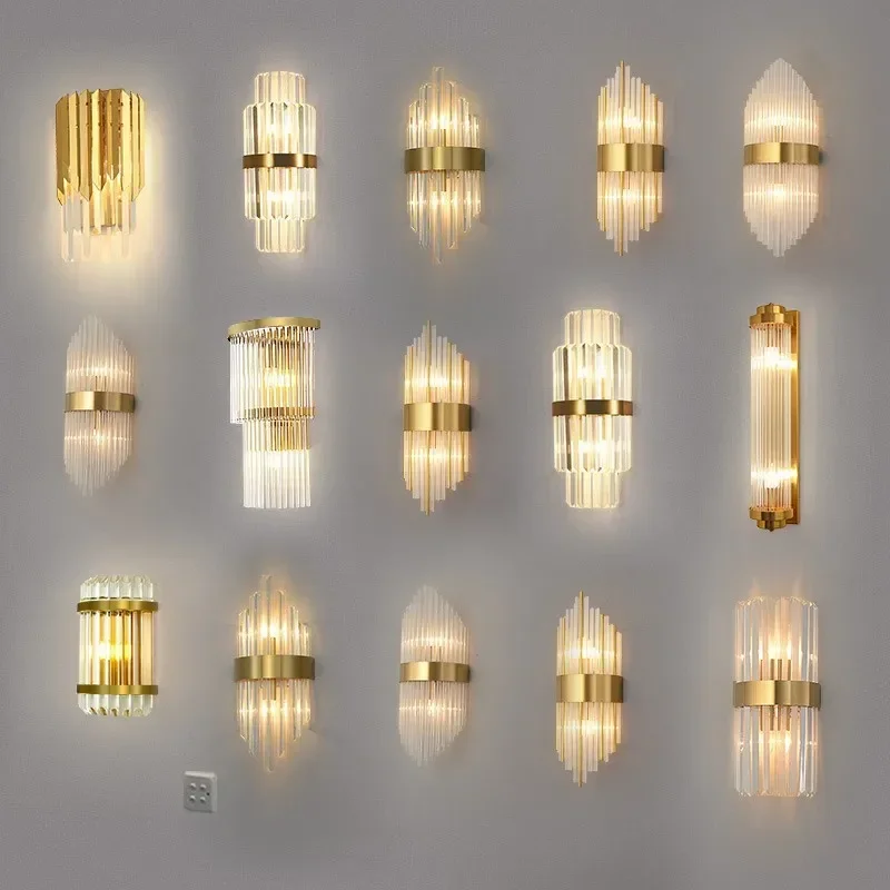 

Post Modern Crystal Wall Light Luxury Simple Living Room Background Bedroom Bedside Corridor Led Decoration Wall Sconce Lamp