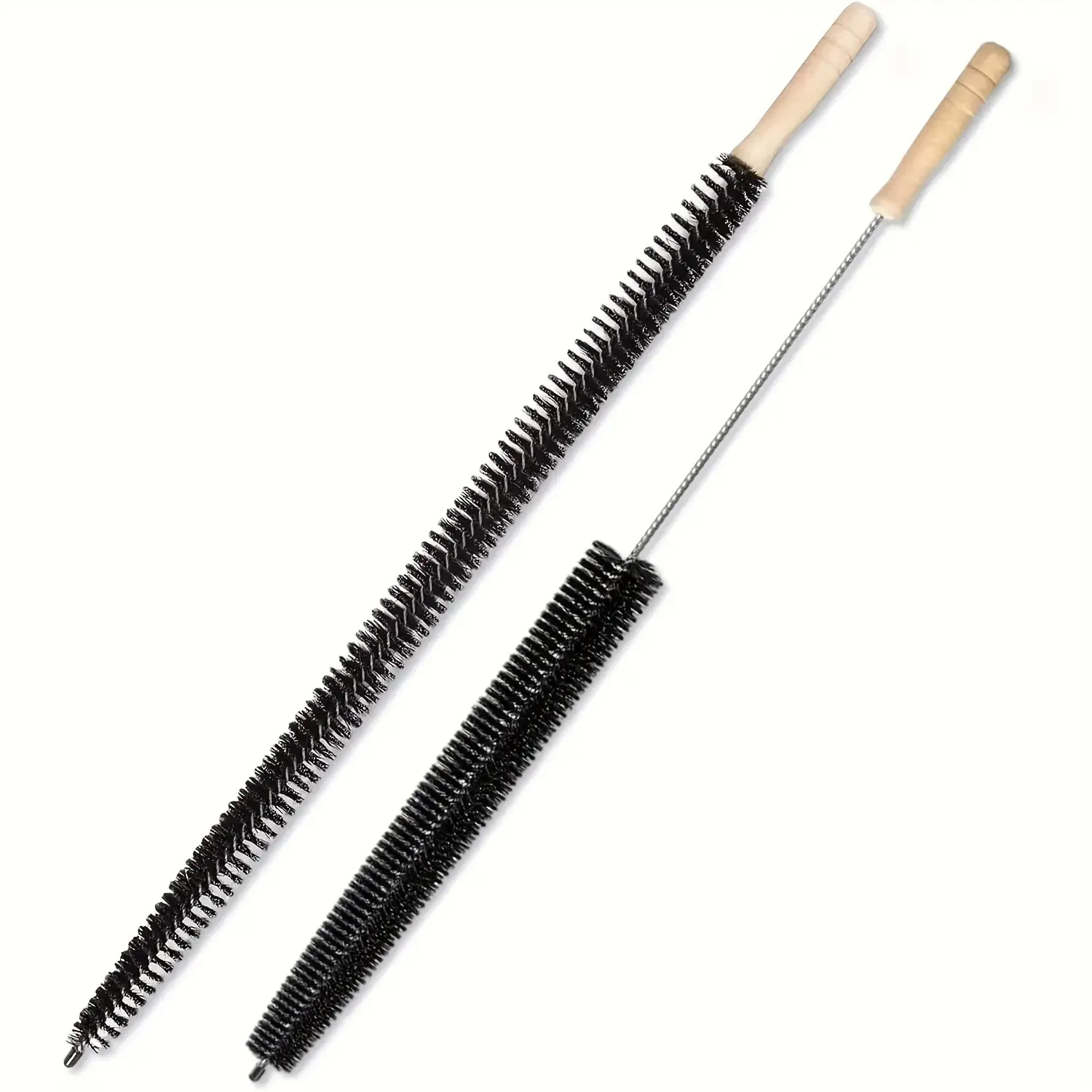 2-Pack Wooden Handle Radiator Brush Set, Long Double-Ended Natural Bristles with Hanger for Easy Storage