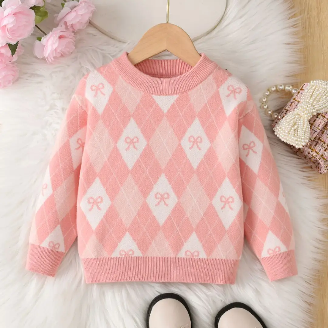 Girls' Sweater Thickened Autumn/Winter New Fashionable Western Style Children's Knitted Sweater Girls' Top Sweet and Cute