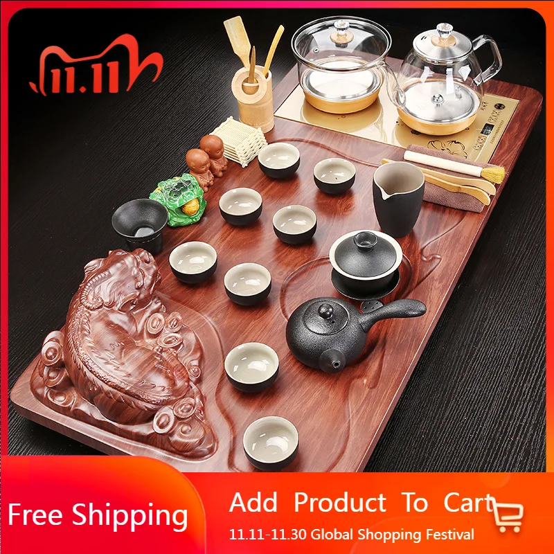 

Wood Plates For Food Table Tea Tray Pot Irregular Big Decorative Tea Tray Coasters Hospitality Bandeja Madera Home Products