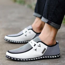 Splicing Men Casual Leather Shoes Fashion Comfortable Business Male Shoe Summer Spring Light Plus Size Footwear New Man Sneakers