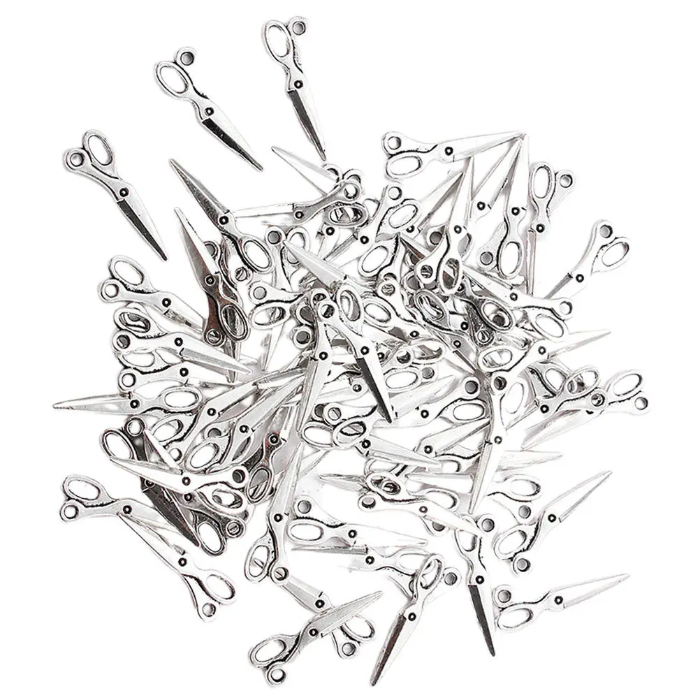 60Pcs Unique Scissors Shape Pendant Charms Alloy DIY Jewelry Making Components for Anklet Sweater Chain DIY Gift Idea