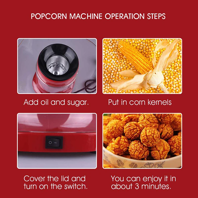 New 2024 Popcorn machine Full automatic household electric heating popcorn snack for children Popcorn machine