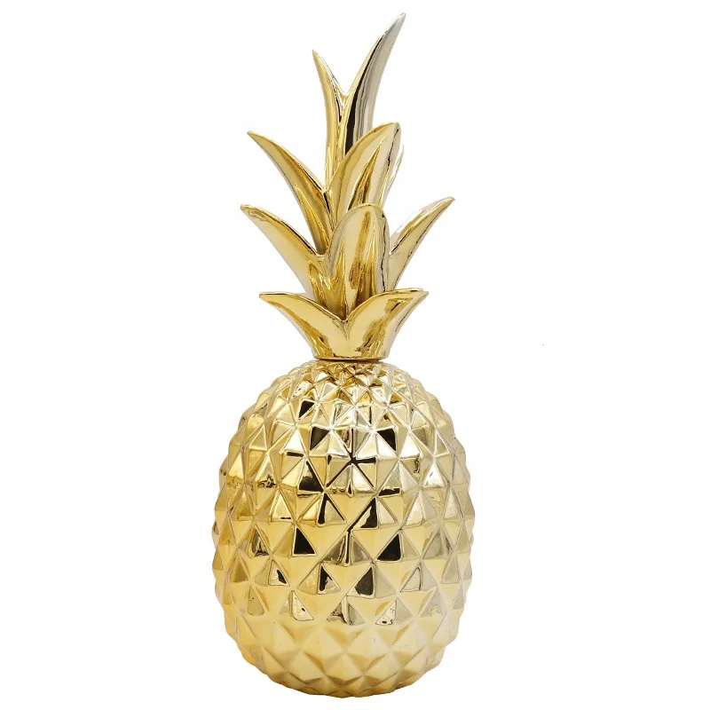 

High quality Nordic gold ceramic pineapple decoration handmade craftsmanship creative home living room decoration
