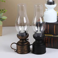 Vintage Kerosenes Lamp Halloween Night Light LED Flameless Candle Lamp Antique Oil Light Battery Operated Decoration Lamp