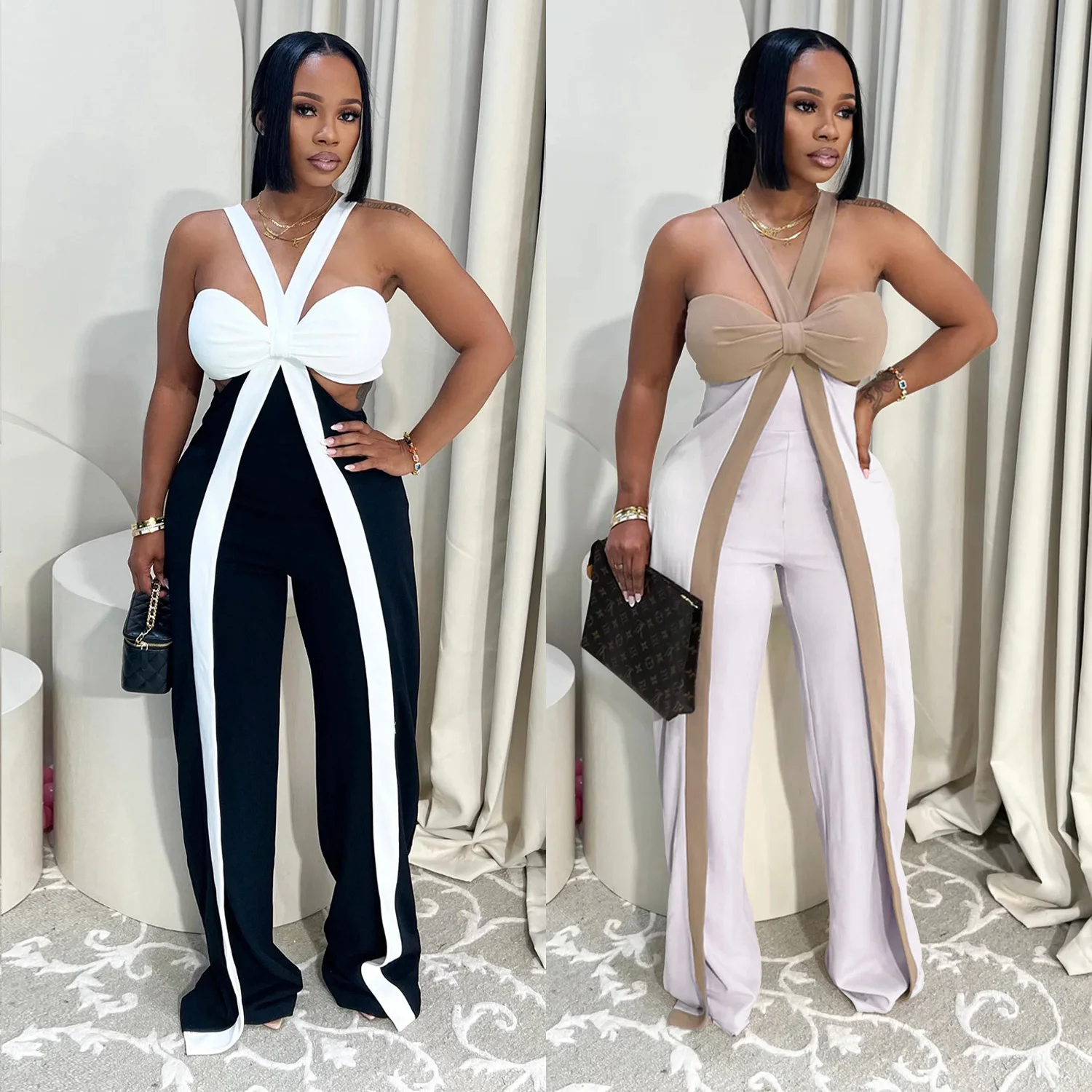 

Sexy Halter Jumpsuits 2025 Women Clothes Party Club Elegant Bodycon Luxury One Piece Party Jumpsuit Bodysuit Playsuit