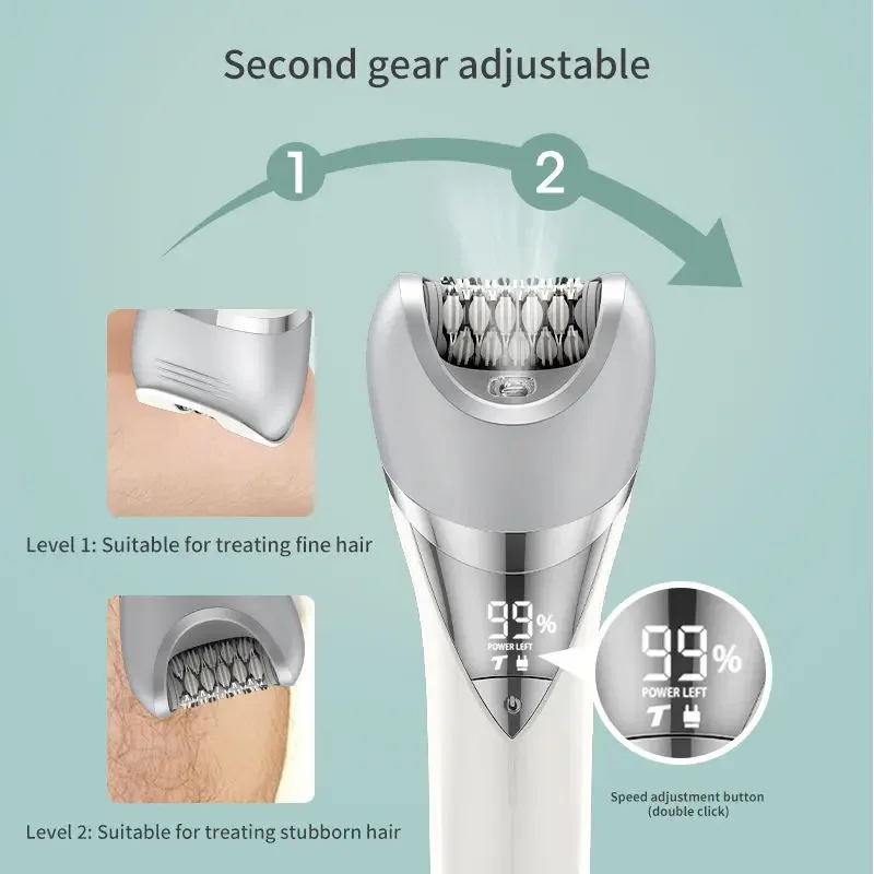 ماكينة حلاقة كهربائية للنساء 7 في 1 ماكينة حلاقة نسائية رطبة وجافة غير مؤلمة للذراع تحت الإبط والبيكيني والساقين ورؤوس قابلة للاستبدال وشحن USB