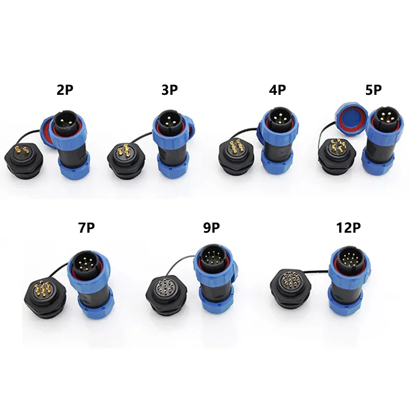 5/10/100 Sets SP13 SP16/SP17 SP20/SP21 Waterproof Male Female Connectors IP68 Aviation Plug 2pin 3pin 4pin 5pin 6pin 7pin 9pin