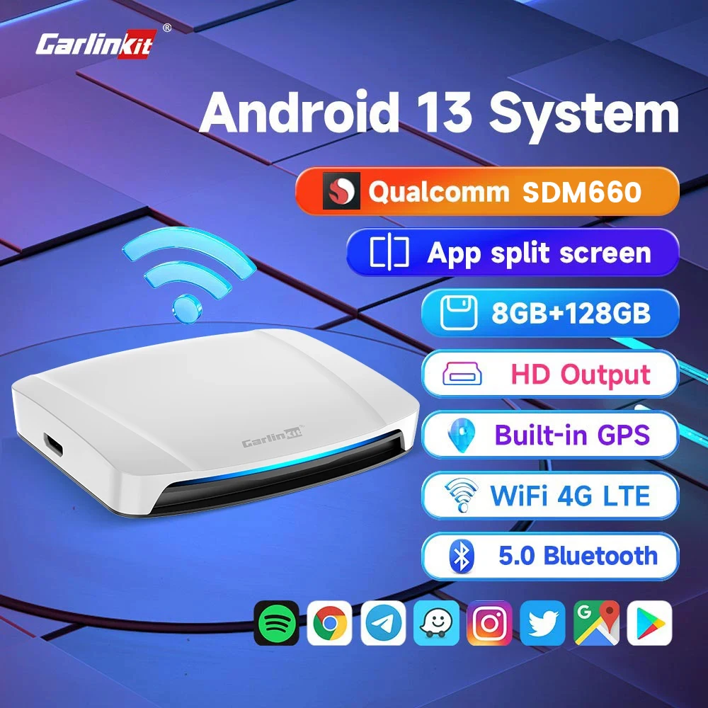 Carlinkit 128GB Carplay Ai Box Android 13 Android Auto Wireless QCM 660 Carplay WIFI 4G Car Box Mini For Netflix Iptv Play Store