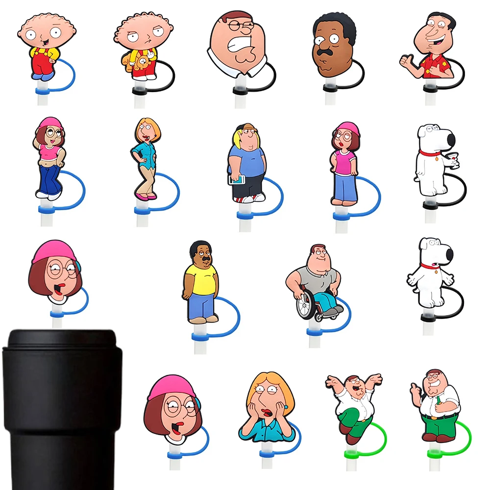 1pcs Family Series Straw Cover Cap for Reusable Drinking Dust Cap Glas Cup Accessories,Straw Toppers 10mm Silicone Straw Cover