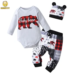 Brand New Printed Infant Baby Boy Fashion Clothes Set Cotton Long Sleeve Romper Bodysuit Top and Pants Newborn Outfit for Boys