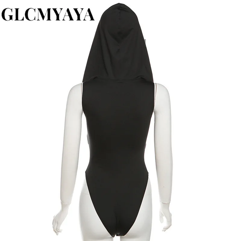 GLCMYAYA-peleles con capucha para mujer, ropa de calle ahuecada, entallada, sin mangas, informal, lisa, Sexy, para fiesta, 2023