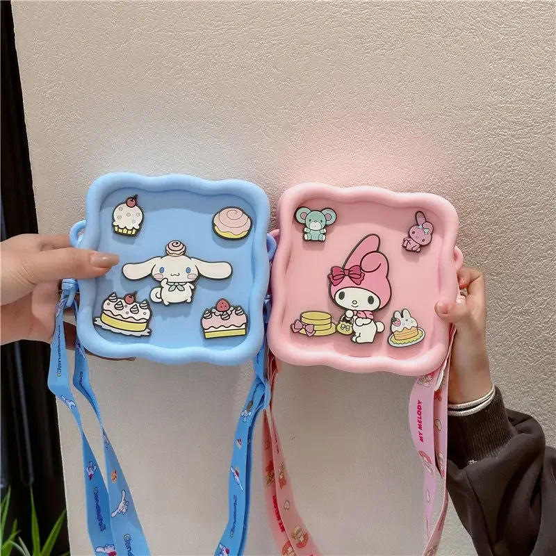 Sweet Sanrio Cinnamoroll Hangyodon Anime Kawaii Ins bolso cruzado para niños, lindo monedero de almacenamiento de dibujos animados My Melody, regalos para niños