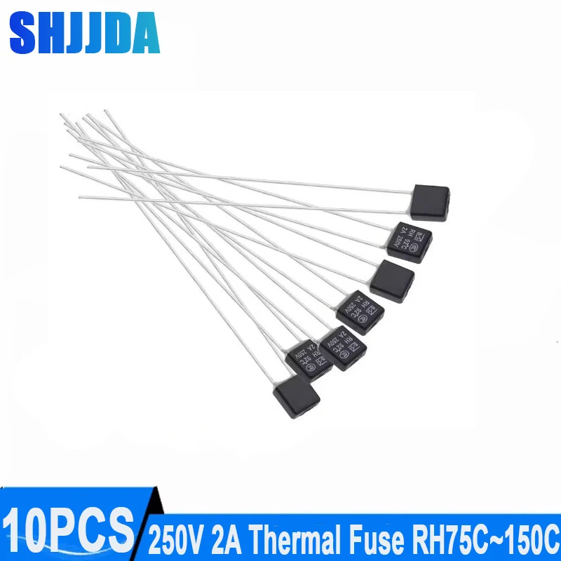 10Pcs Thermal Fuse Fan Motor 2A 250V RH 92 95 102 105 110 115 120 125 130 135 140 145 150 degree LED Thermal Fuses Fusiable