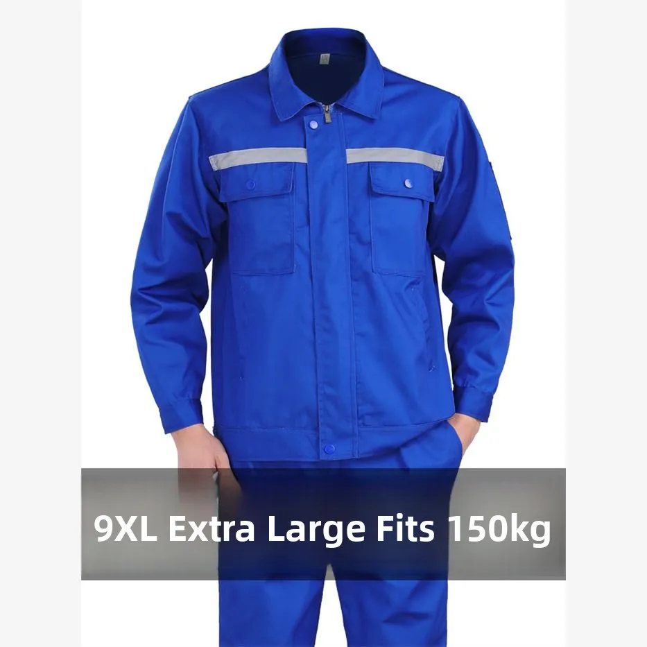 

Large Size Work Uniform Set Men's Loose Long Sleeve Spring Autumn Wear Resistant Summer Top Bottoms Labor Protection Clothing