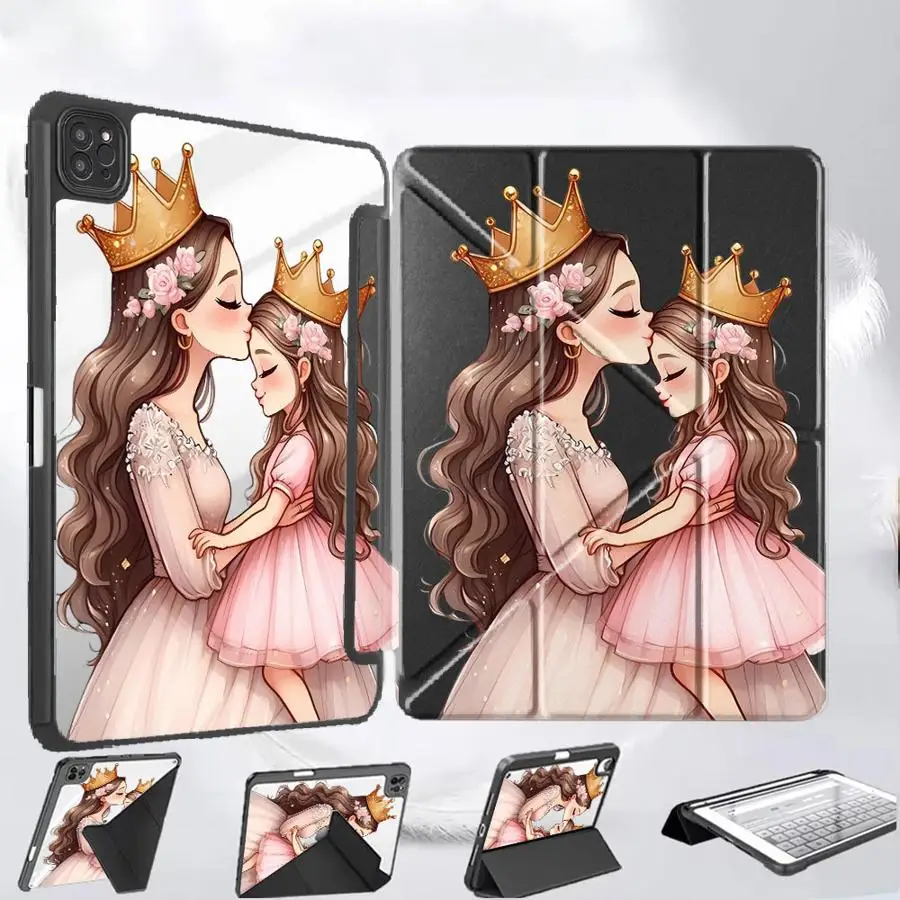 

Чехол-подставка Crown Mom Daughter для планшетов iPad Pro 11-го, 10-го, 9-го, 8-го, 7-го поколений, 12.9 дюймов, Mini 6, 7, Pro 2025, Air 4, 5, M3, M2, M4, 11 дюймов