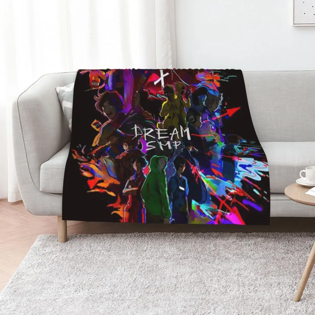 

Dream SMP Black Anime Throw Blanket Warm Plush anime Decorative Sofa Blankets