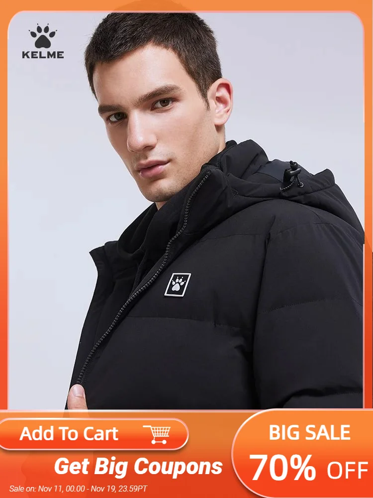 

Мужская короткая Теплая стеганая куртка KELME, Спортивная стеганая куртка с капюшоном, 8161MF1005