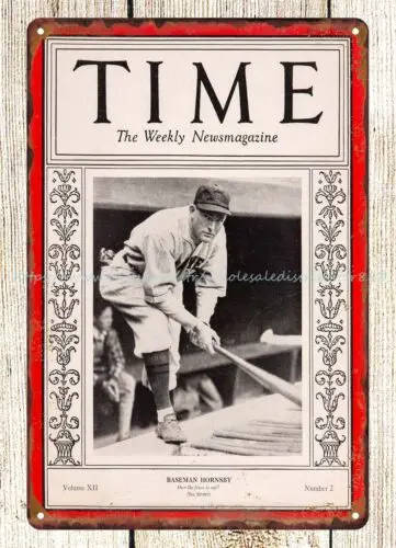 tin farm 1928 baseball Rogers Hornsby TIME Magazine cover art metal tin sign