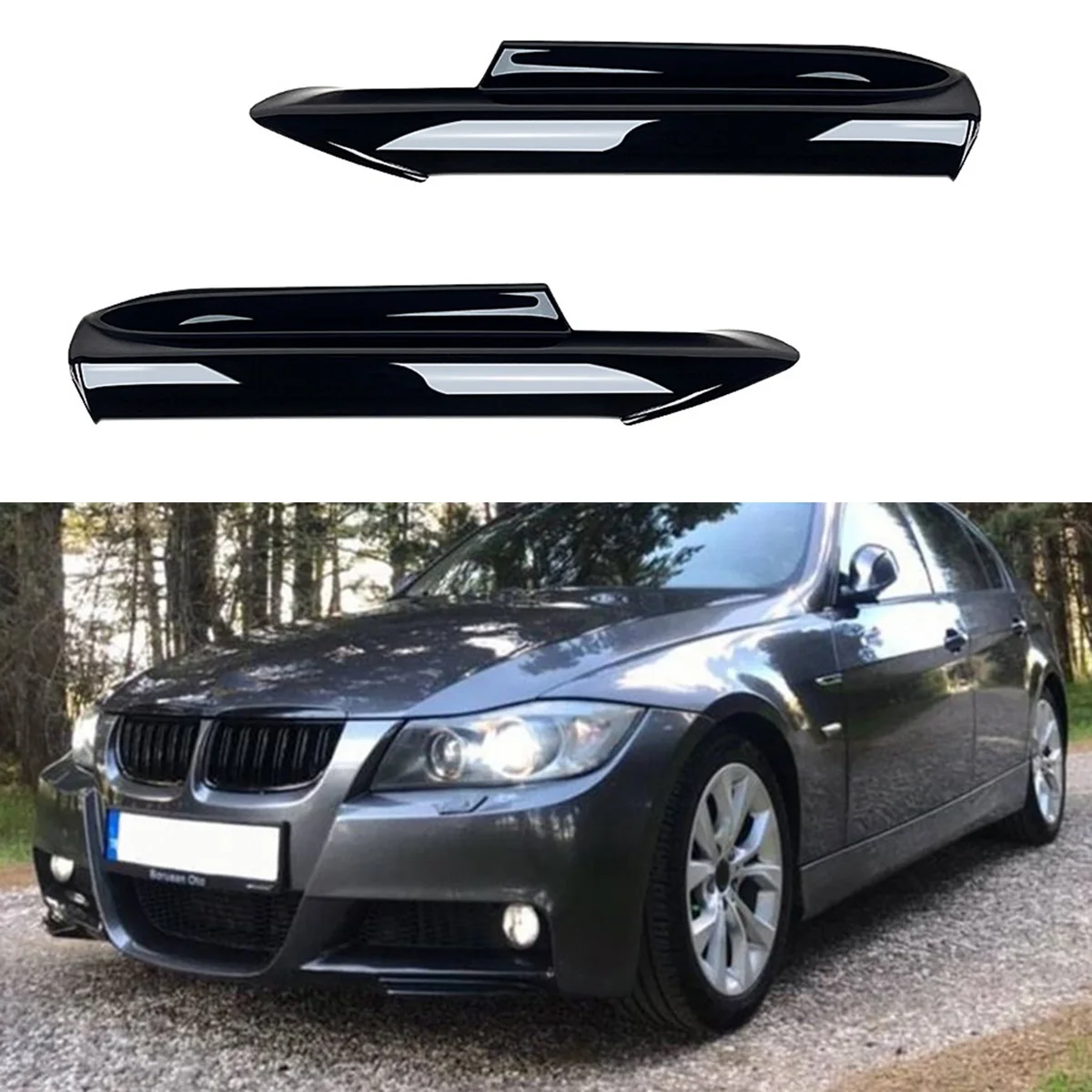 Protecteur de pare-chocs avant pour BMW Série 3, E90, E91, M-Module 320I, 330I, 2005-2008, Diffuseur d'angle, Mathiateur, Spomicrophone, Noir