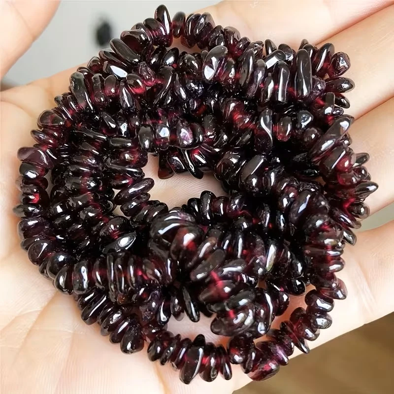 5x8mm natürliche, unregelmäßige rote Granat-Steinperlen, Kristall-Aquamarin, lose Spacer-Perlen für die Schmuckherstellung, DIY-Armband-Zubehör – Detail 6