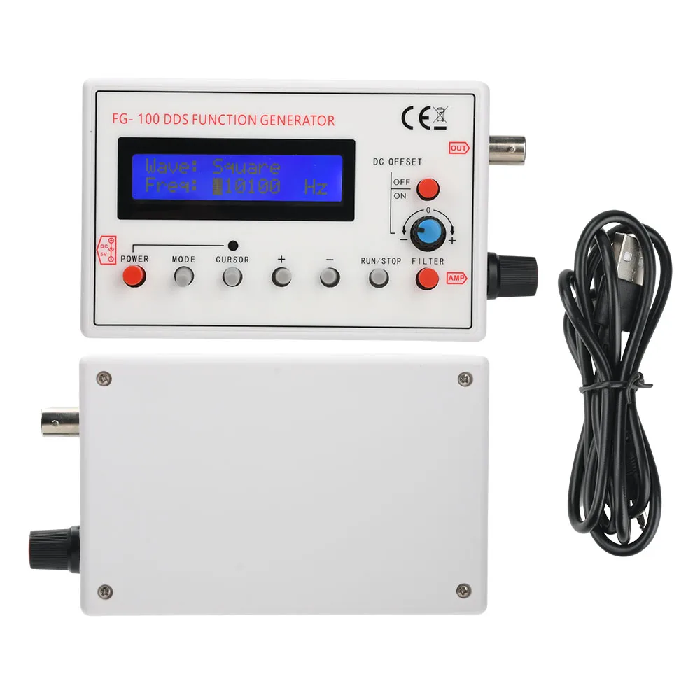 Générateur de Signal de fonction DDS FG-100, 1Hz-500kHz, sortie de forme d'onde triangulaire carrée 