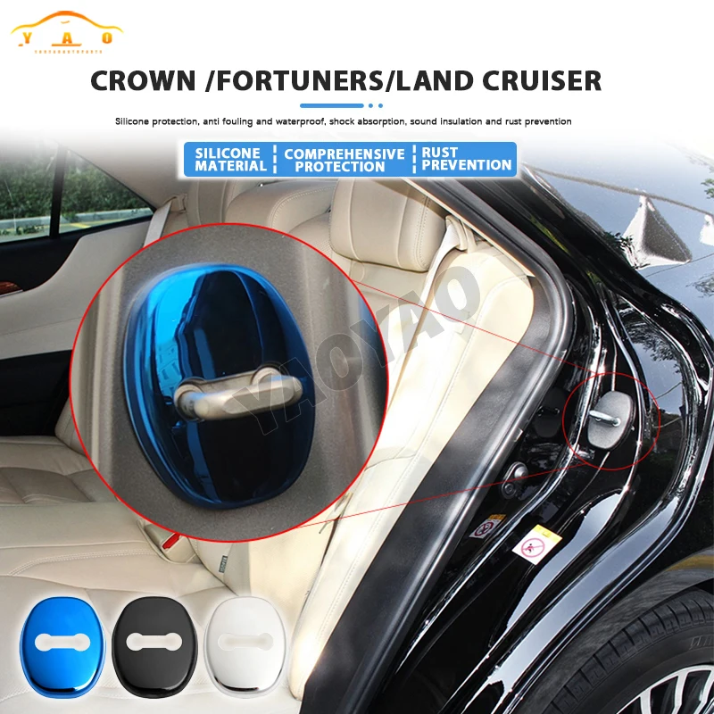 

4 pcs Stainless Steel Car Door Lock Cover For 05-18 Crown 2010 Land Cruiser 15 Toyota Fortuners Auto Styling Buckle