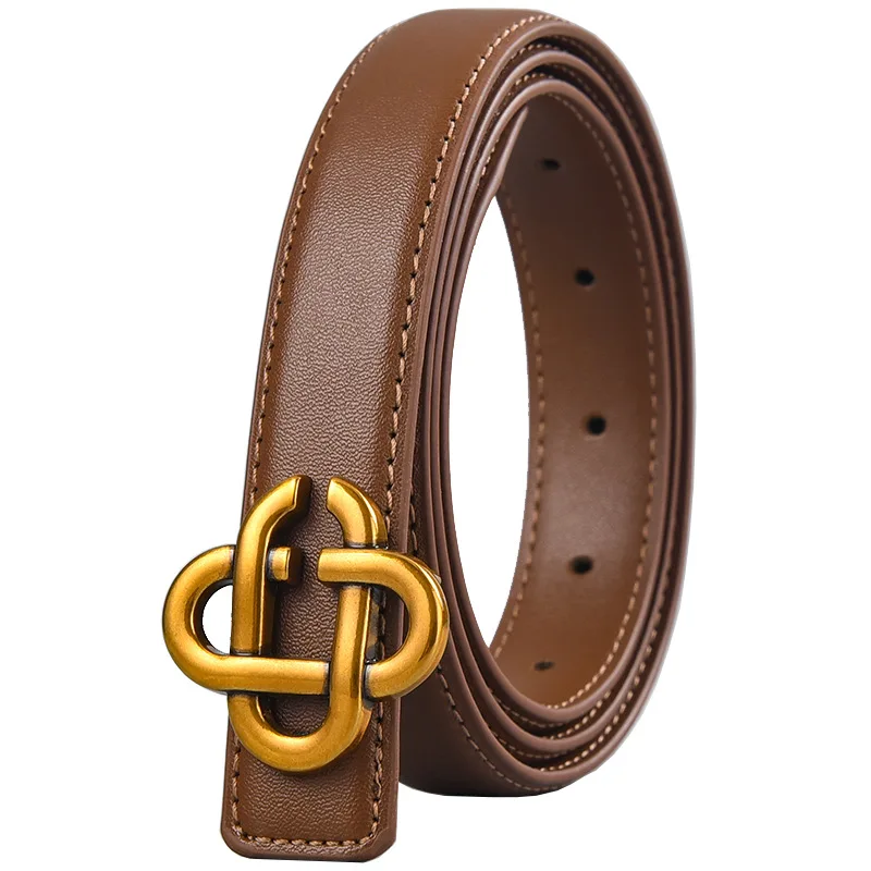 Ceinture de luxe en cuir véritable rétro pour femmes, manteau imbibé avec ceinture de décoration de robe, ceinture de pantalon simple et à la mode