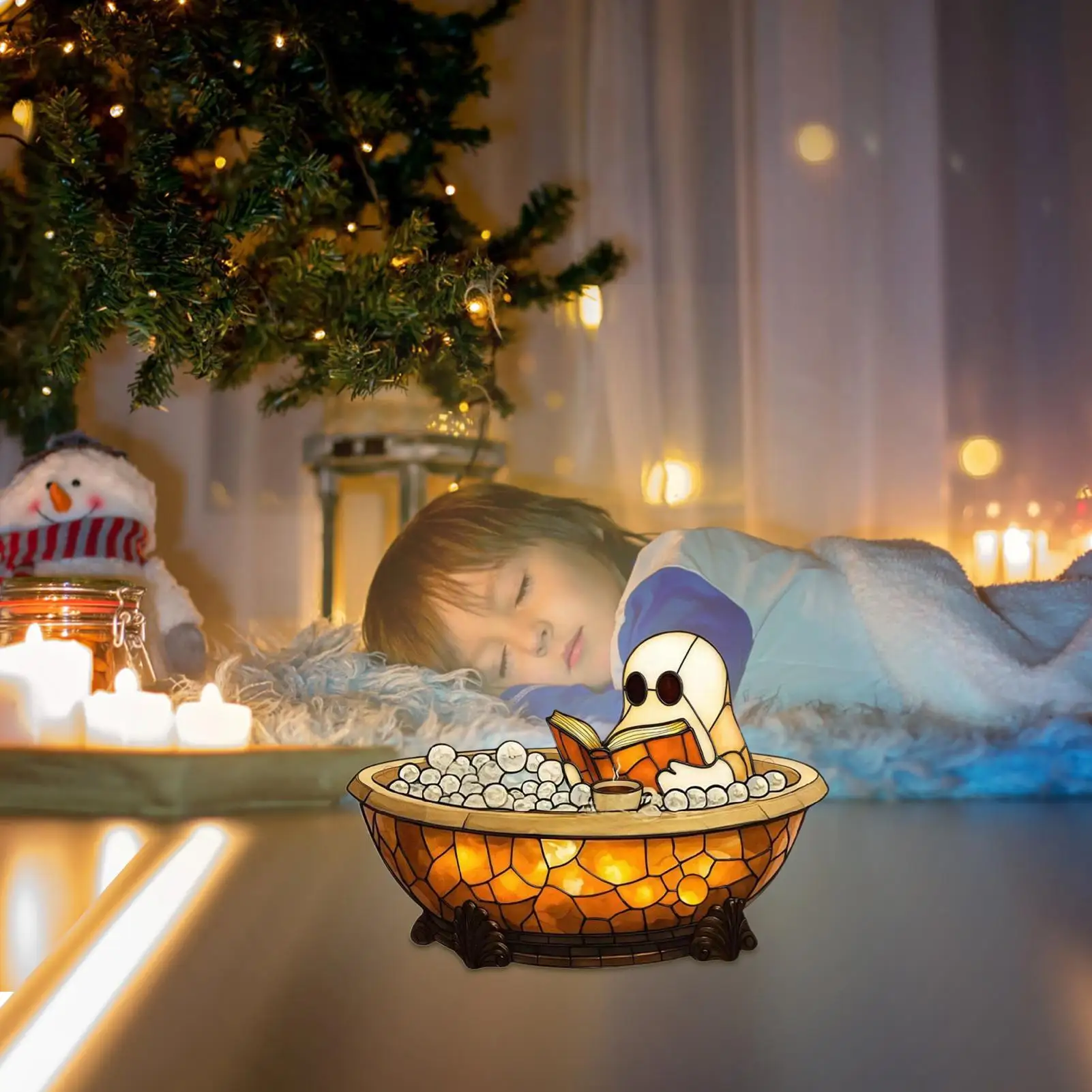 

2025 New Halloween Ghost Bubble Bath LED Lamp Cute Ghost Night Light Ghost Lamp Reading Lamp Halloween Party Decoration