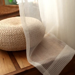 Modern striped linen sheer curtains for living room study bedroom linen vertical fine grain decorative curtain Custom size