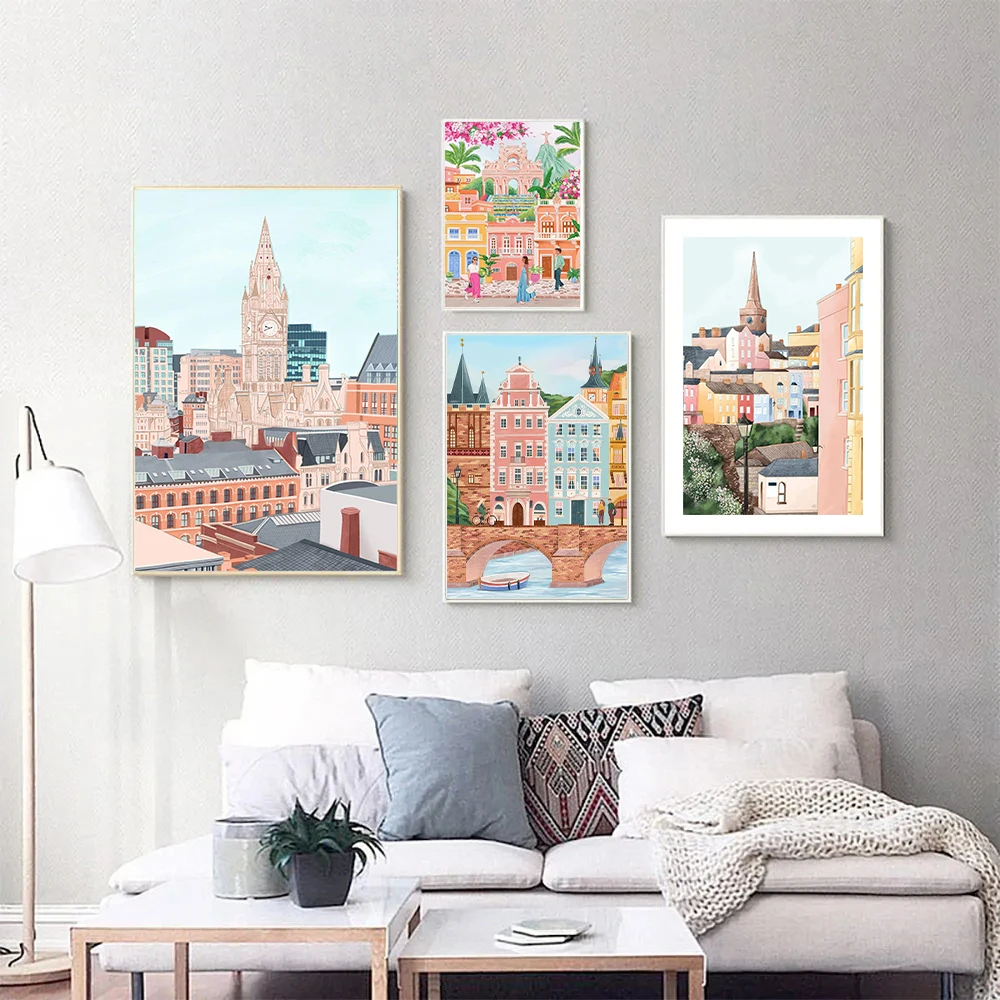 Modern Paris Tokyo Japan Czech City Travel Landscape Posters and Prints Canvas Printing Wall Art Picture for Living Room Decor