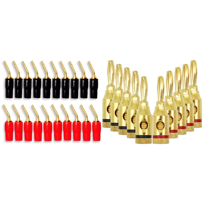 10 Paar 2 mm Bananenstecker, Stiftschraubentyp, Audio-Lautsprecherkabelstecker und 5 Paar Bananenstecker, Steckverbinder, offener Schraubentyp