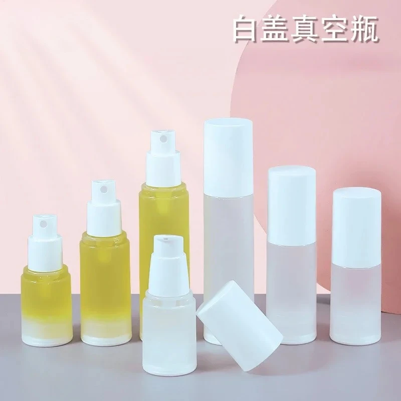 

15ml 20ml 30ml 50ml 80ml 100ml Airless Vacuum Bottle with Scrub Surface, Spray and Dispenser, White Cap Lotion Container