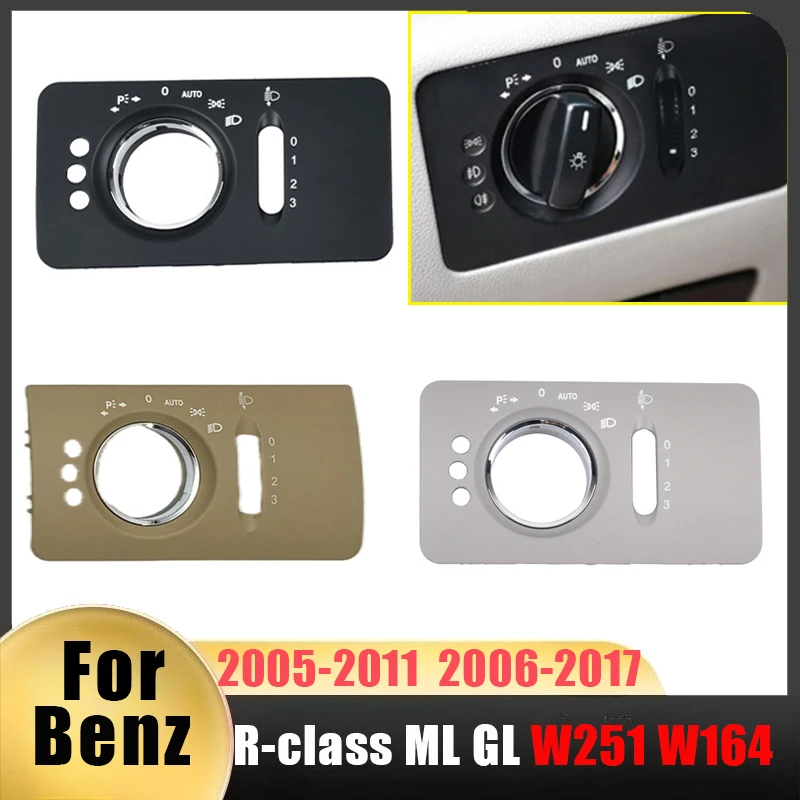 

For Mercedes Benz R-class ML GL W251 2005-2011 W164 2006-2017 Headlight Switch Panel Interior Dashboard Headlight Switch Cover