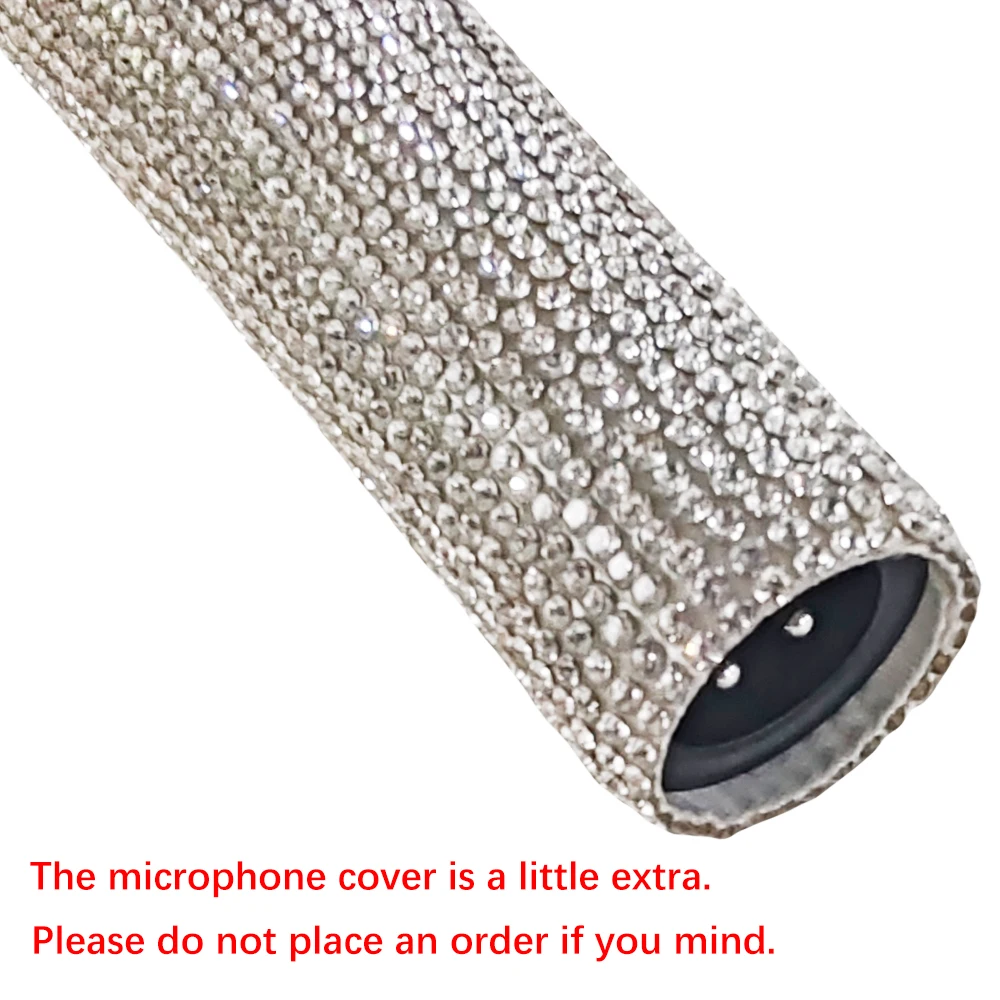 Rhinestones Microphone Cover,Bling Microphone Sleeve Decorative Crystal Mic Handle Cover for Shure SM58 Beta 58A Wireless Mic