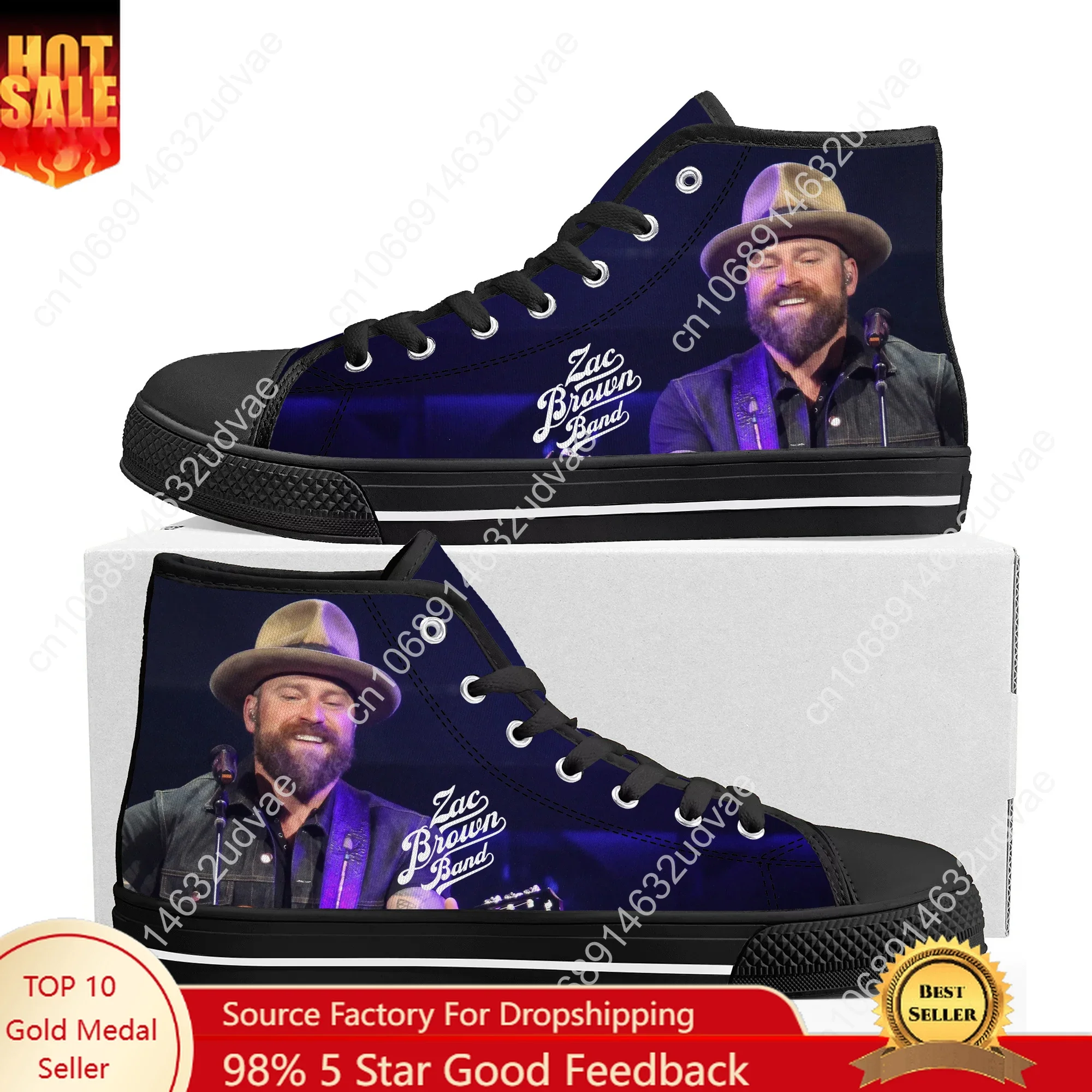 

Zac Brown High Top Sneakers Mens Womens Teenager High Quality Canvas Sneaker 3D Print Casual Couple Shoes Personalized Shoe