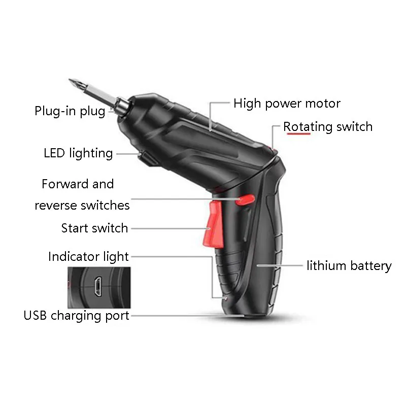 Cordless Electric parafusadeira Screwdriver Rechargeable Lithium Battery Mini Drill 3.6V Power Tools Set Household Maintenance