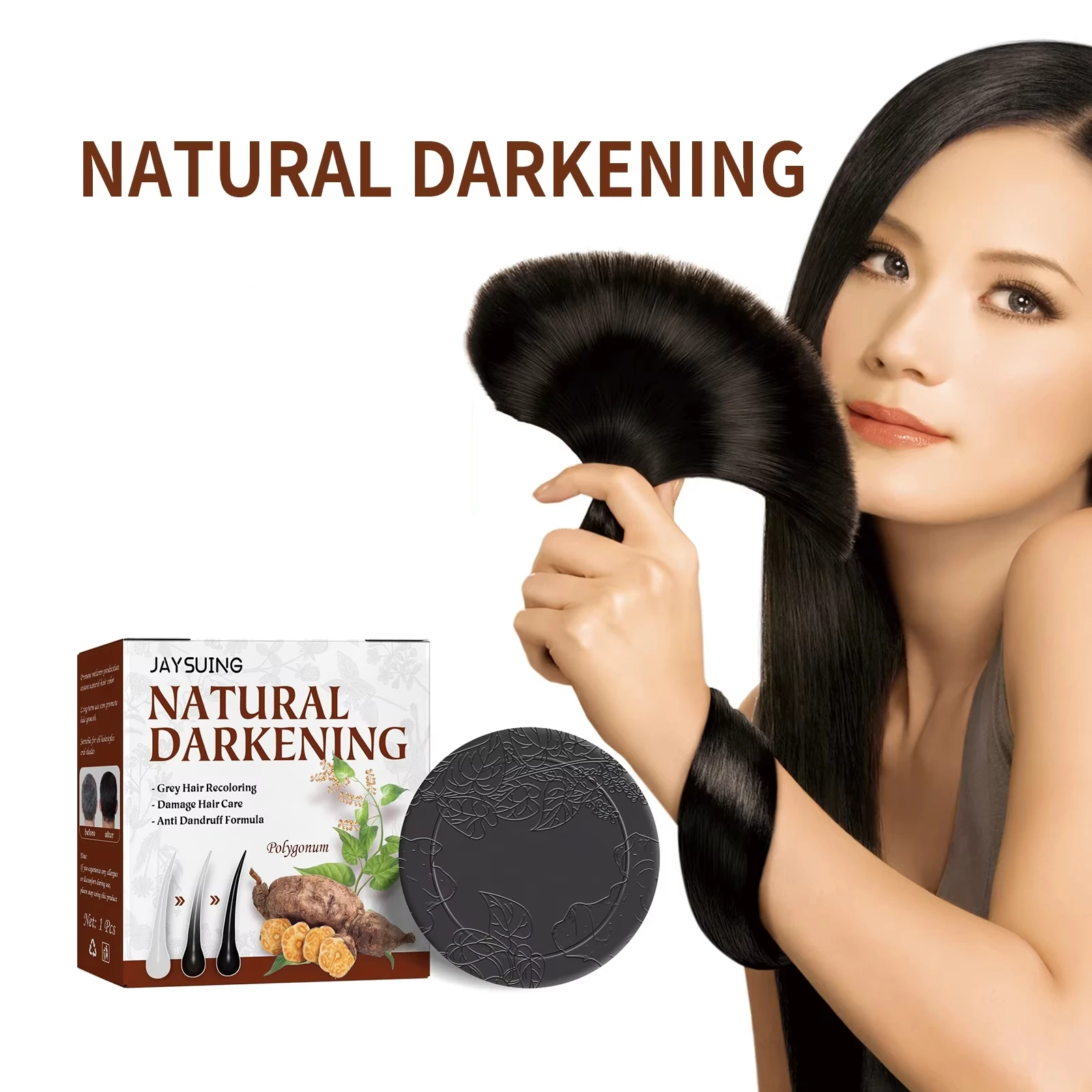 Natural Darkening Black & Thick Hair Shampoo Soap Damage Hair Care Gray White Hair Repair-Unisex Helps Stop Hair Loss