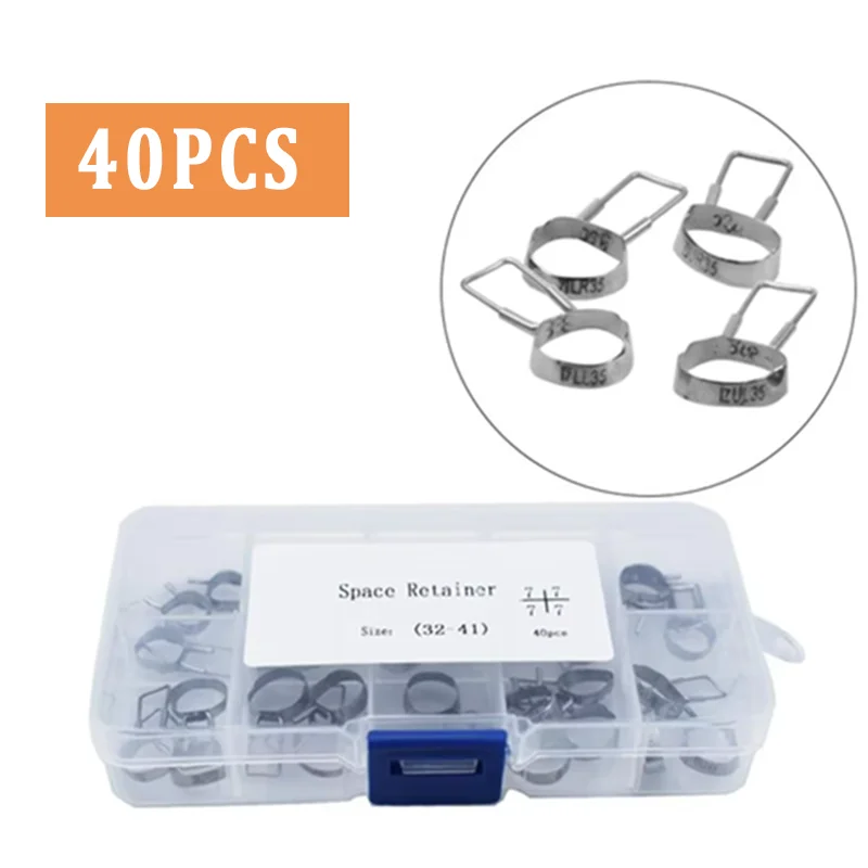 40Pcs Orthodontic Molar Space Maintainer Gap Retainer Braces Bands for Children 2Nd 32# To 41# Size