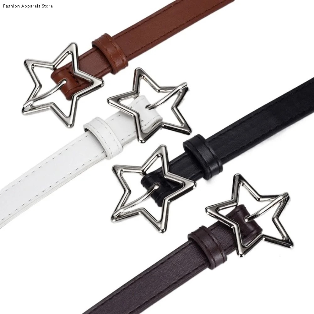 

Ремень на талию с металлической пряжкой в виде пятиконечной звезды в стиле панк, регулируемый, тонкий, для женщин, украшение для платья